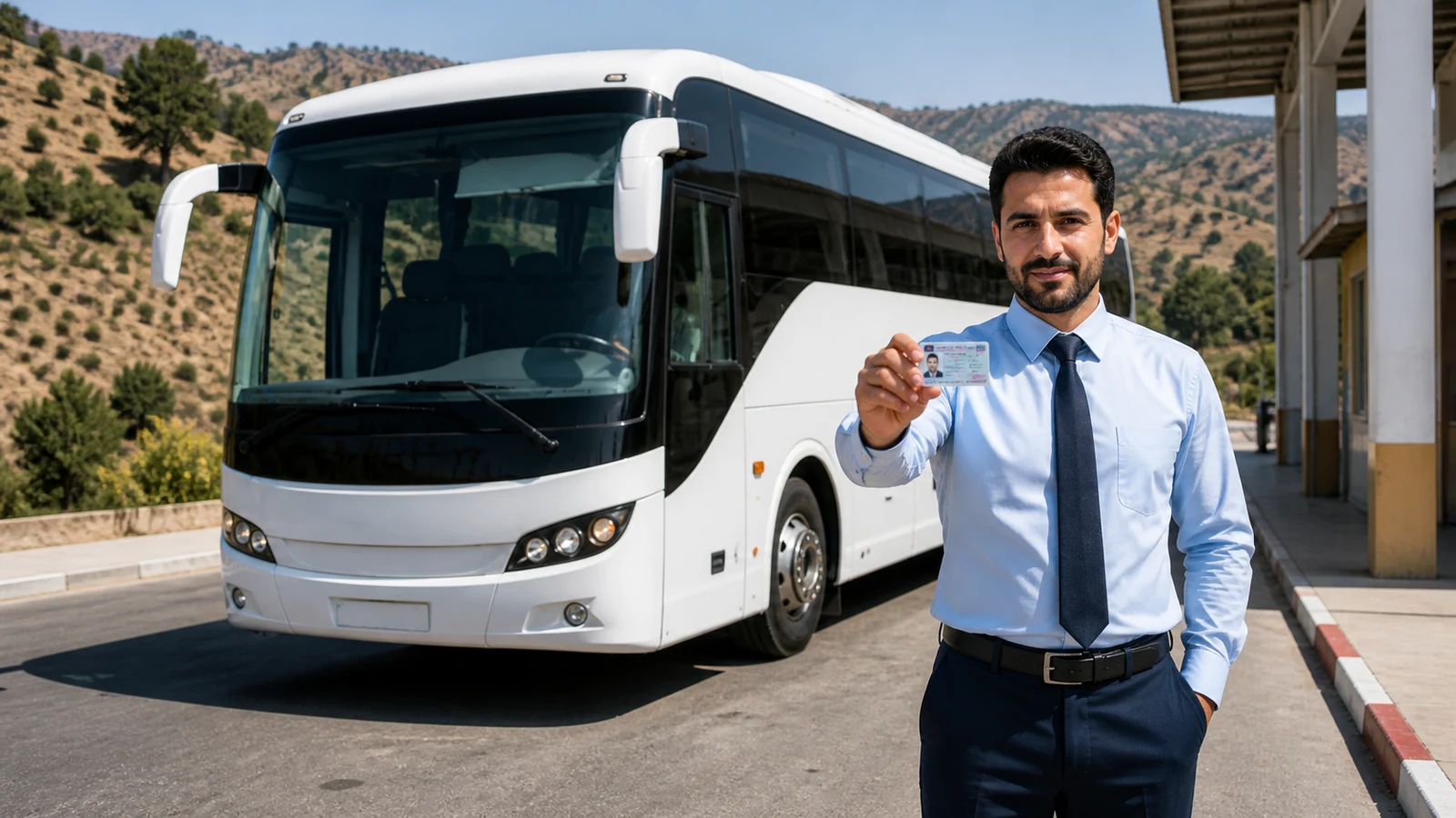 صورة السؤال D-BUS-Q14: باش نسوق مركبة ديال النقل العمومي، خاصني بطاقة السائق المهني، وما خاصنيش رخصة استثنائية.
