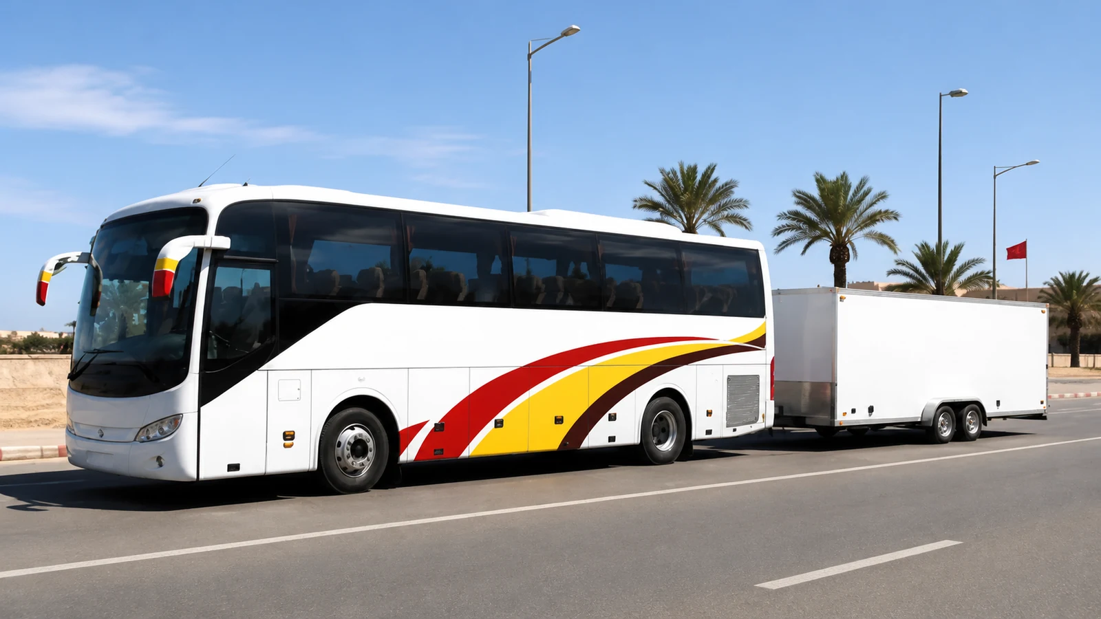 صورة السؤال D-BUS-Q30: باش نسوق حافلة كتجر مقطورة ثقيلة كيزيد وزنها على 750 كلغ، خاصني رخصة: