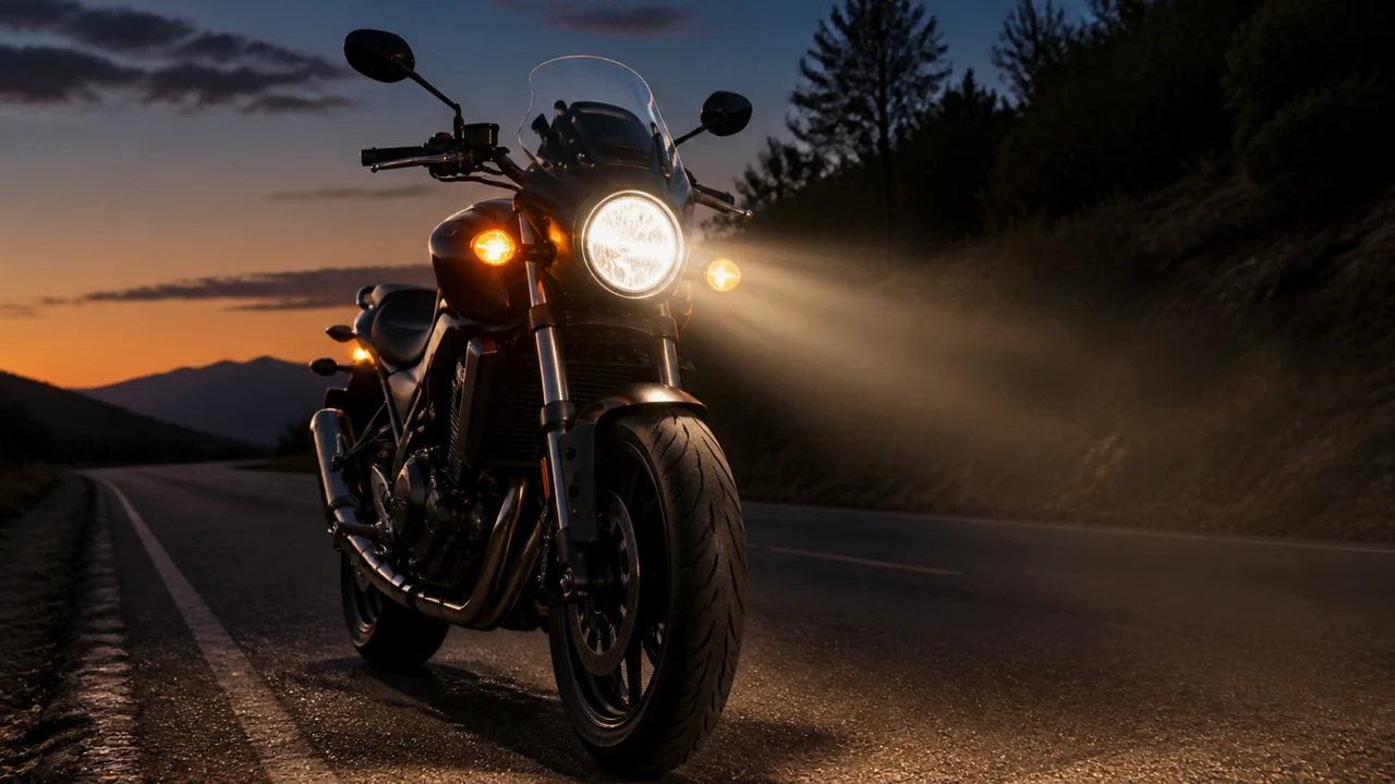 صورة السؤال A-MOTOR-Q23: واجب تكون دراجتي النارية مجهزة من القدام :