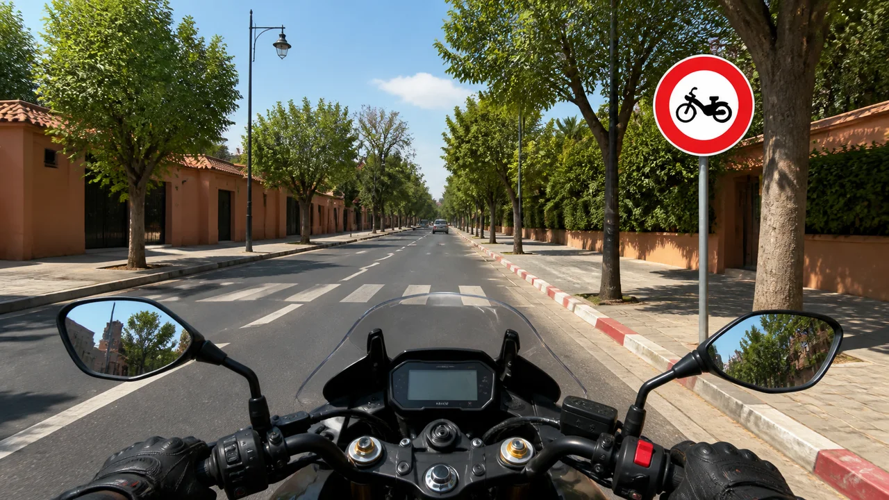 صورة السؤال A-MOTOR-Q37: هاد العلامة واش كتعنيني إلا كنت كنسوق دراجة نارية :