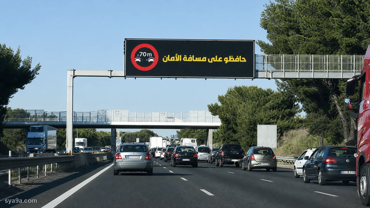 صورة السؤال S10-Q06: هاد العلامة كتبان فاش ما كنحترمش مسافة الأمان :