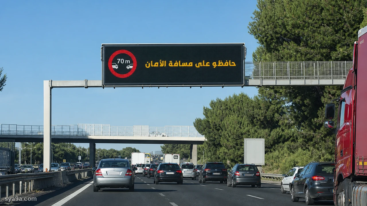 صورة السؤال S10-Q16: ممكن تغير المعلومة لي كاينة داخل هاد الشاشة الإلكترونية :
ممكن نخلي مسافة أمان كتقدر بـ50 متر :