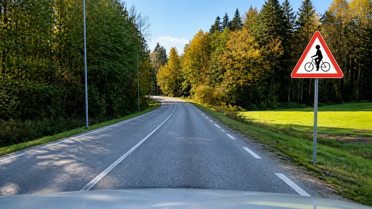 صورة السؤال S13-Q26: خطر مرور الدراجات كاين على :