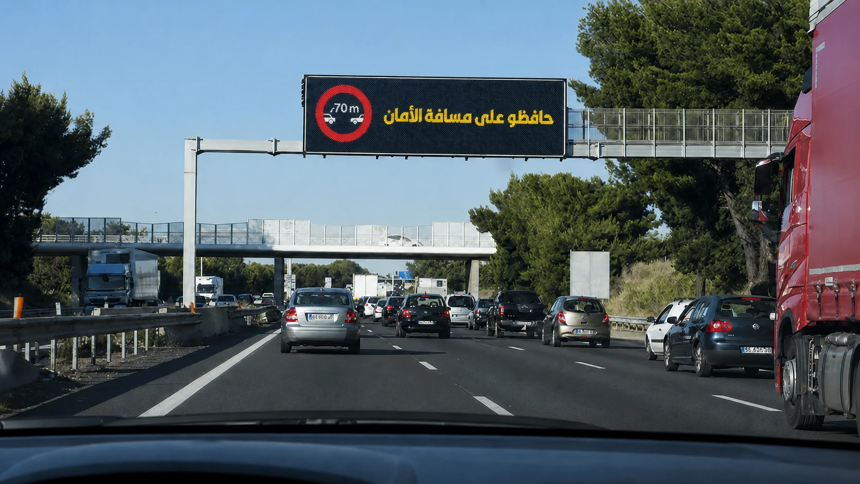 صورة السؤال S14-Q31: ممكن نغير المعلومة اللي كاينة داخل هاد الشاشة الإلكترونية :
ممكن نخلي مسافة أمان كتقدر بـ50 متر :
