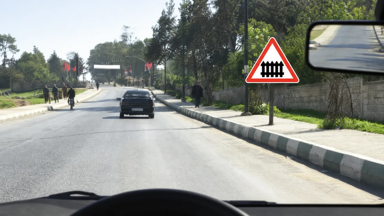 صورة السؤال S15-Q22: هاد العلامة كتعلم على سكة حديدية :